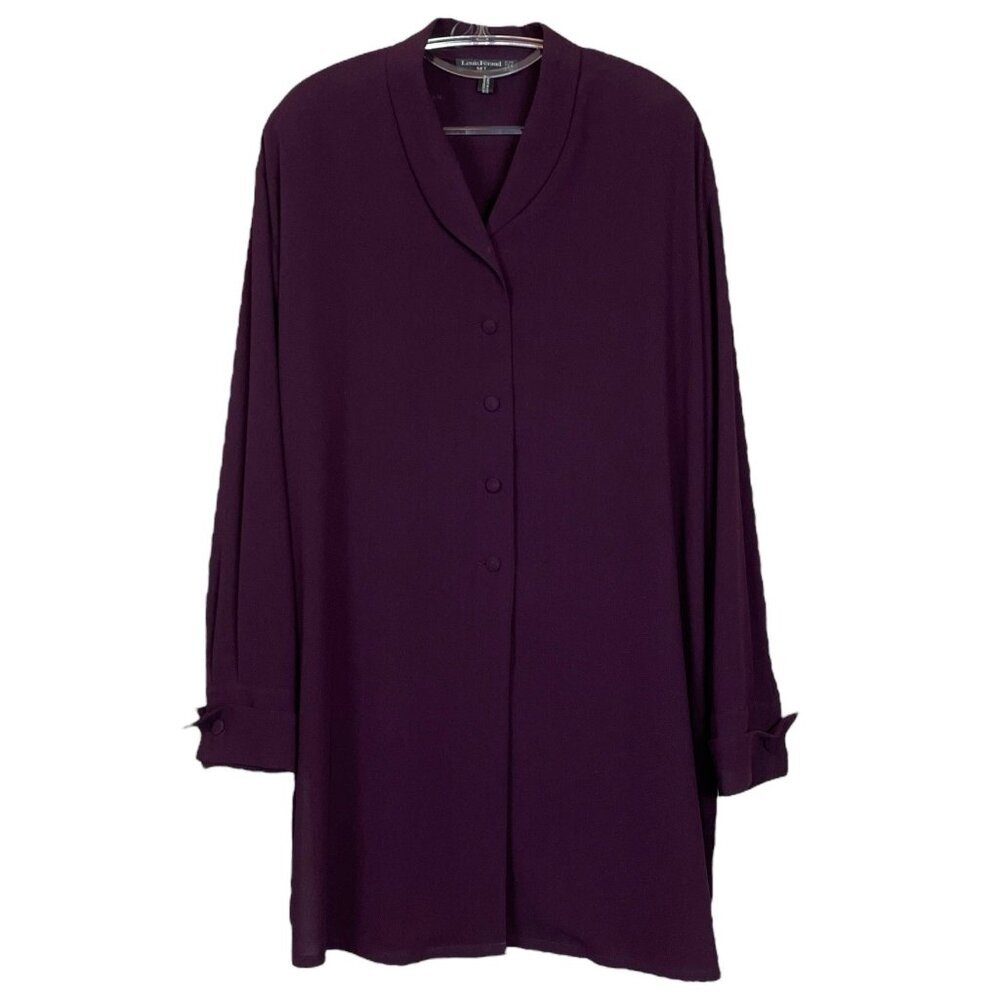 Vtg Louis Feraud Collared Buttoned Long Sleeve Top Deep Purple Size US 4